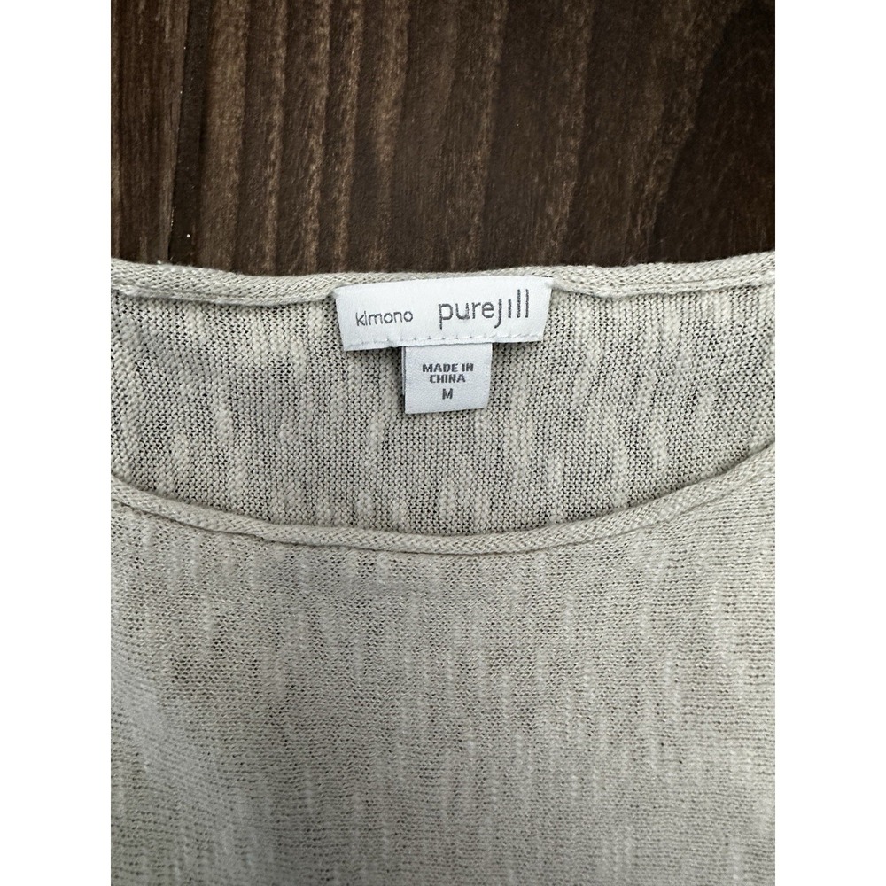 Pure Jill Kimono Cotton Linen Knit Top Oatmeal Beige Oversized Medium 1333513 - Picture 3 of 9